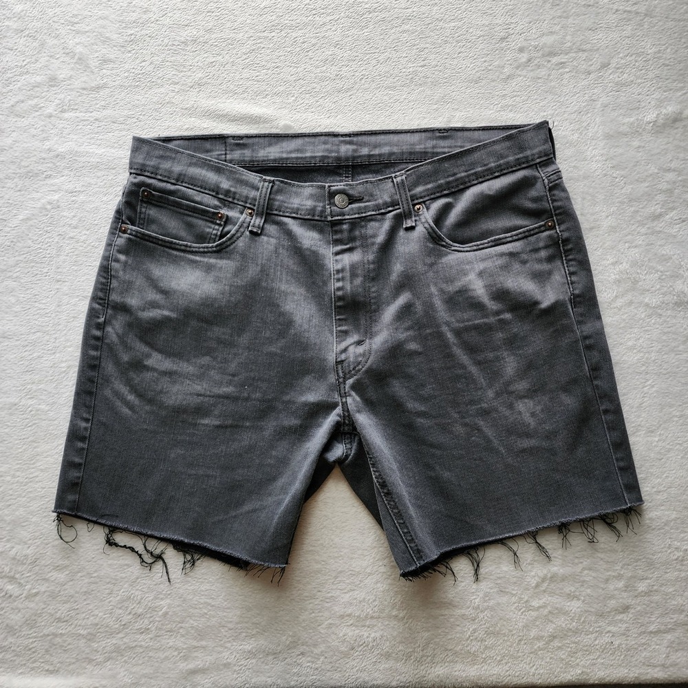 Levi 511 Cut Off Denim Shorts Mens 38 Grey Black Label Stretch Grunge Edgy Urban